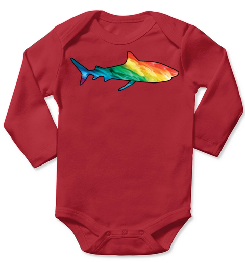 Colorful Rainbow Shark With Smoke And Fog Long Sleeve Baby One-Piece