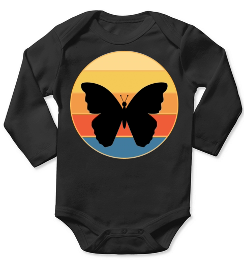 Cute Butterfly Retro Sunset Vintage Animal Insect Long Sleeve Baby One-Piece