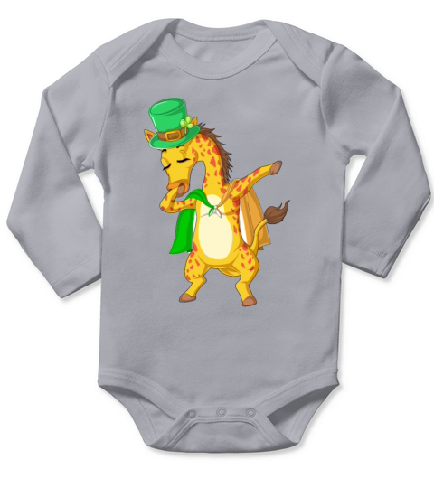 Dabbing giraffe stpatricks day Long Sleeve Baby One-Piece