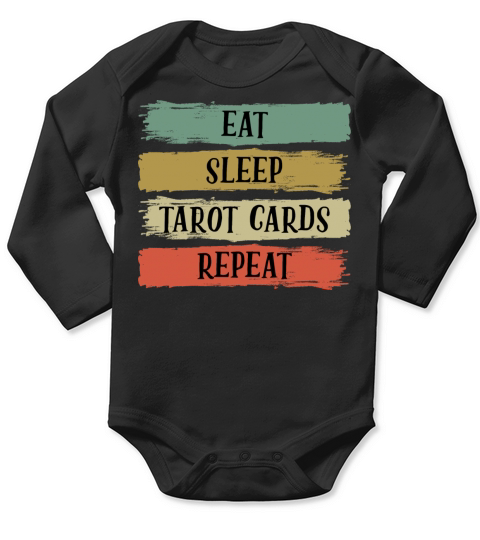 Eat Sleep Retro Vintage Tarot Cards Cartomancy Long Sleeve Baby One-Piece