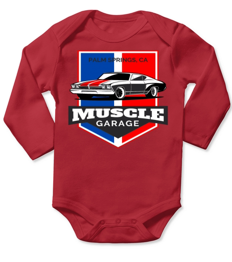 Muscle Car Garage Long Sleeve Baby One-Piece