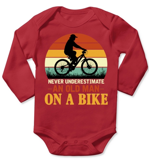 Never Underestimate Funny Quote An Old Man On A Bi Long Sleeve Baby One-Piece