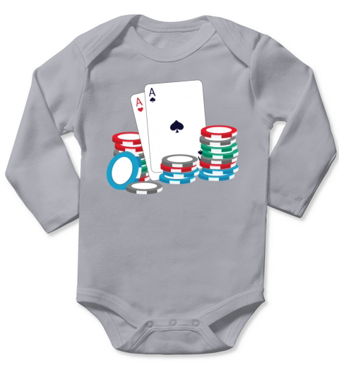 Poker Card Design for Gambling Fans Long Sleeve Baby One-Piece