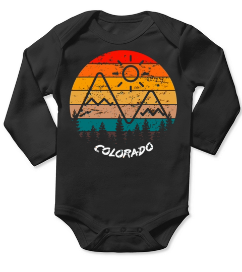 Retro Vintage Colorado Forest And Mountains Graphi Long Sleeve Baby One-Piece