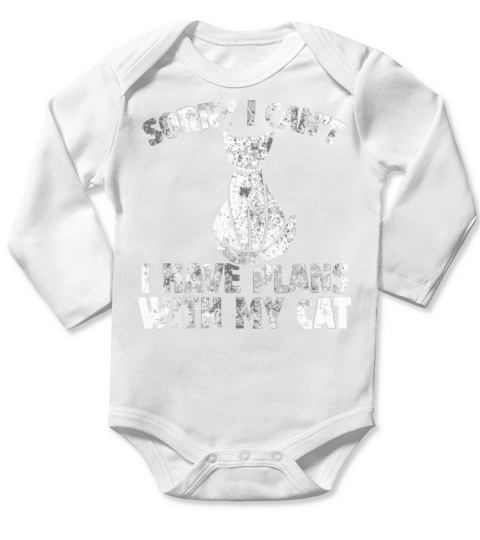 Sorry I CanT I Have Plans With My Cat Vintage Sty Long Sleeve Baby One-Piece