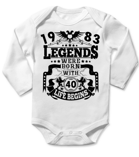The legend was born in 1983 40th birthday sayings Long Sleeve Baby One-Piece