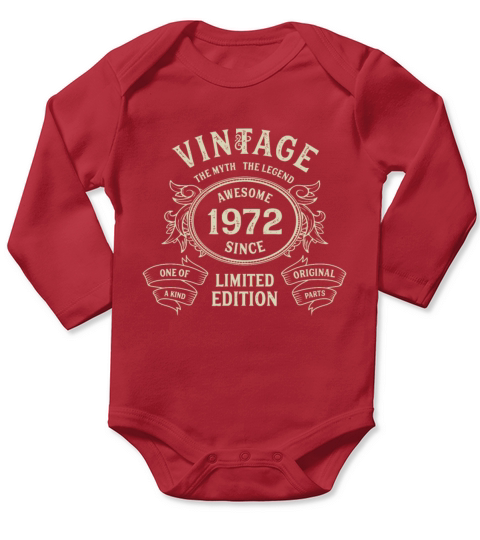 Vintage 1972 Limited Edition Born in 1972 50th Bir Long Sleeve Baby One-Piece