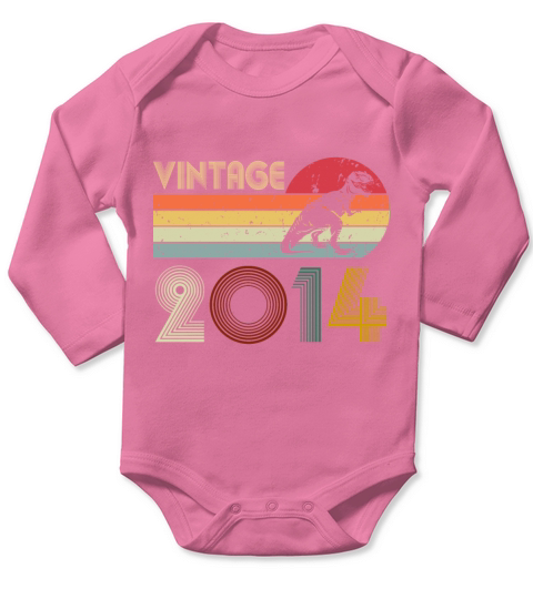 Vintage 2014 8th Birthday Boy 8 Years Old Dinosaur Long Sleeve Baby One-Piece