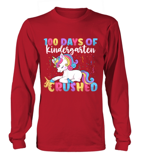 100 Days of Kindergarten Crushed Boys Cute Unicorn Long sleeved Unisex