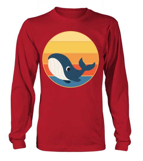 Cute Kawaii Whale Retro Sunset Vintage Ocean Long sleeved Unisex