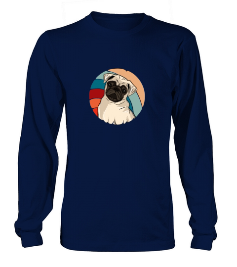 Pug Retro Vintage Long sleeved Unisex