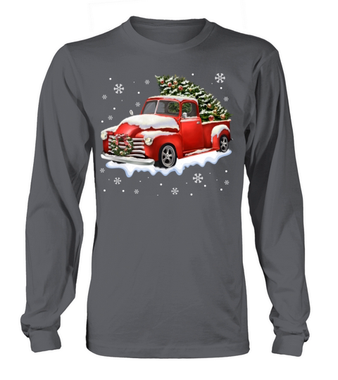 Vintage Christmas Tree Truck T Shirt Funny Retro Long sleeved Unisex