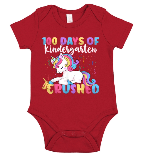 100 Days of Kindergarten Crushed Boys Cute Unicorn Short Sleeve Baby One-Piece