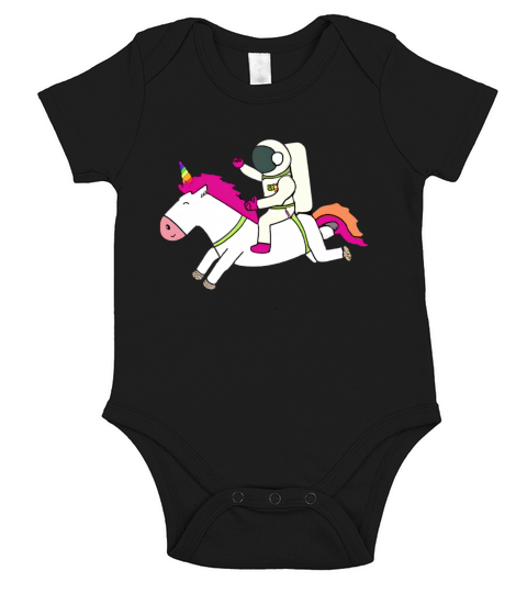 Astronaut riding a unicorn Short Sleeve Baby One-Piece