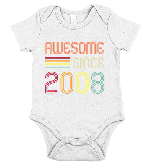 Awesome Since 2008 14th Birthday Retronovember Short Sleeve Baby One-Piece