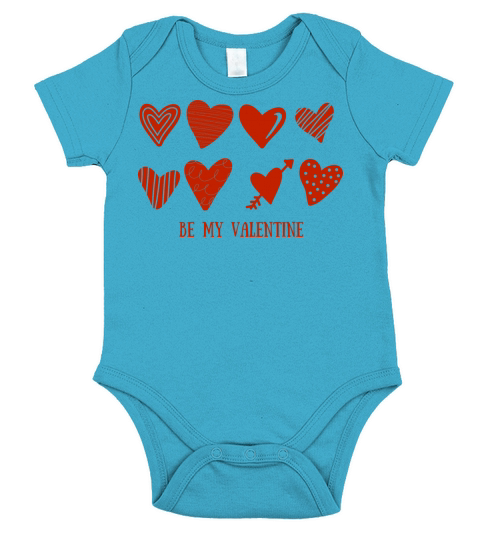 Be my Valentine Valentine s Day cute heart icons Short Sleeve Baby One-Piece