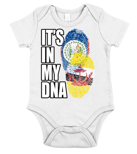 Belizean And Bruneian Mix Heritage DNA Flag Short Sleeve Baby One-Piece