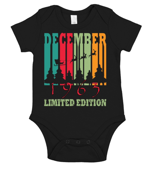 Birth Month December 1963 Vintage Short Sleeve Baby One-Piece