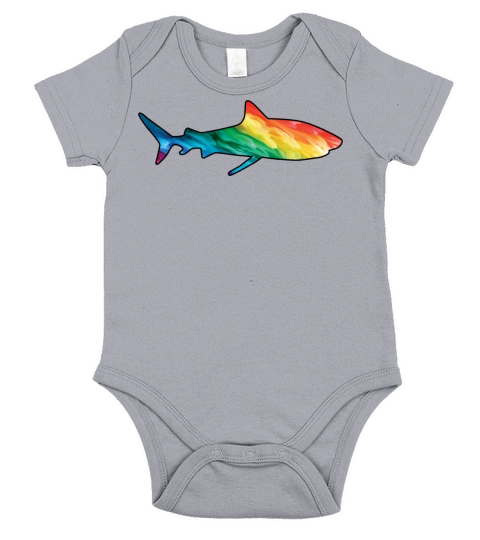 Colorful Rainbow Shark With Smoke And Fog Short Sleeve Baby One-Piece