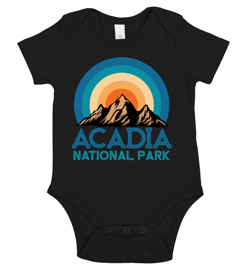 Cool Vintage Retro Acadia National Park Mountain Short Sleeve Baby One-Piece