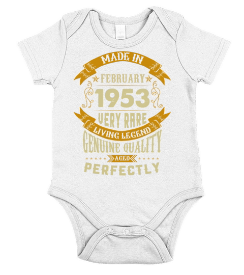 February 1953 Vintage Birthday Present Short Sleeve Baby One-Piece