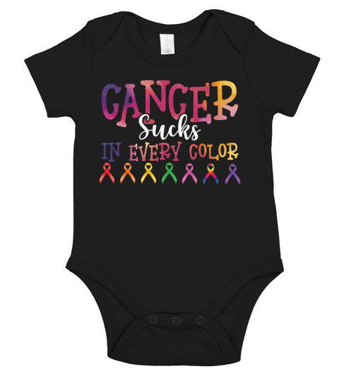 Fight Cancer Sucks In Every Color Ribbon Short Sleeve Baby One-Piece