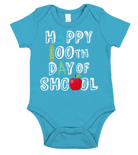 Happy 100 th day of school Short Sleeve Baby One-Piece
