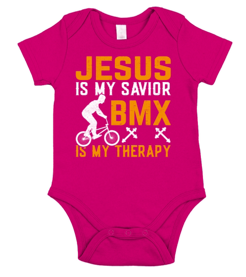 Jesus-Is-My-Savior-Bmx-Is-My-Therapy Short Sleeve Baby One-Piece