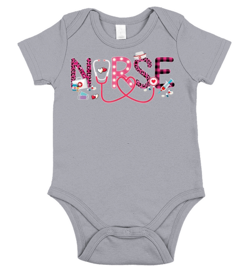 LOVE Stethoscope Nurse Life Valentine Day 2023 Short Sleeve Baby One-Piece