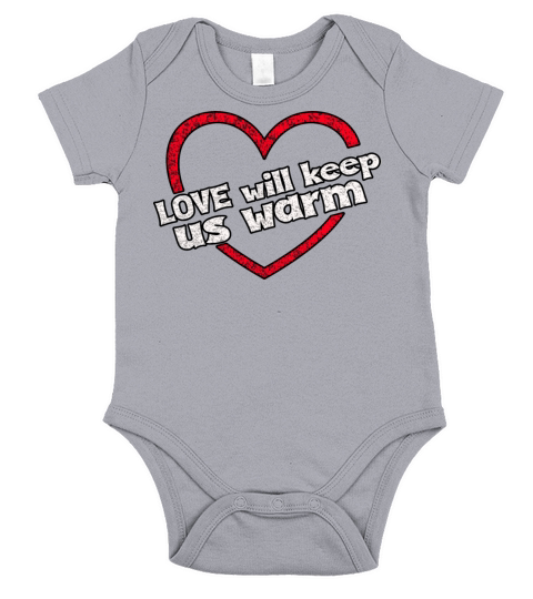 Love Will Keep Us Warm Valentines Day Heart Short Sleeve Baby One-Piece