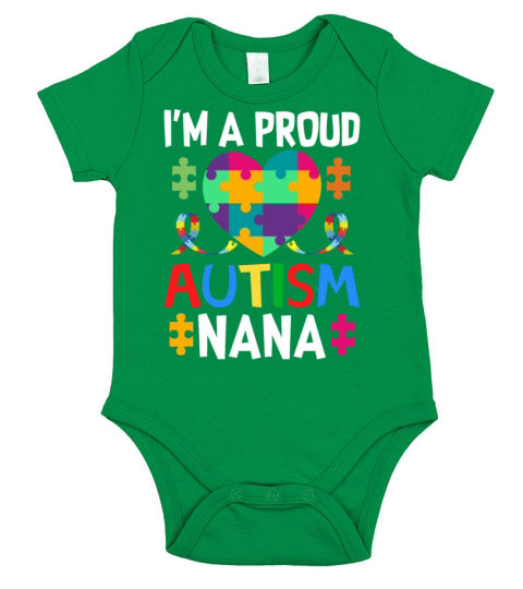 Proud Nana Autism Awareness Family Matching Short Sleeve Baby One-Piece