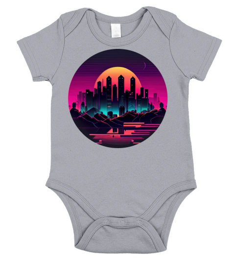 Retrowave Synthwave 80s Design Short Sleeve Baby One-Piece