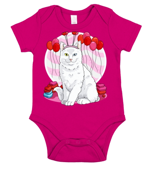 Turkish Angora Heart Valentine Day Decor4270 Short Sleeve Baby One-Piece