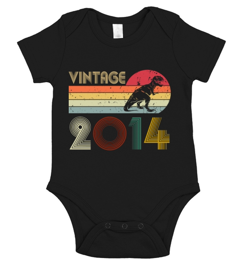 Vintage 2014 8th Birthday Boy 8 Years Old Dinosaur Short Sleeve Baby One-Piece