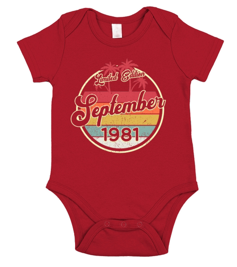Vintage 80s September 1981 40th Birthday Gift Idea Short Sleeve Baby One-Piece