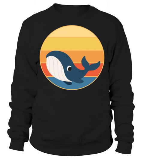 Cute Kawaii Whale Retro Sunset Vintage Ocean Sweatshirt Unisex