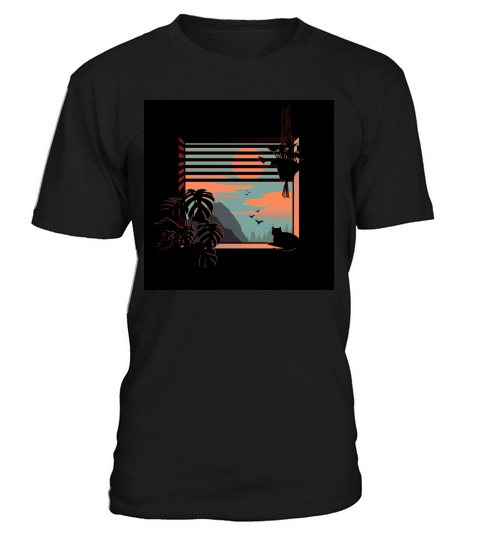A cat looks at the sunset T-Shirt Unisex