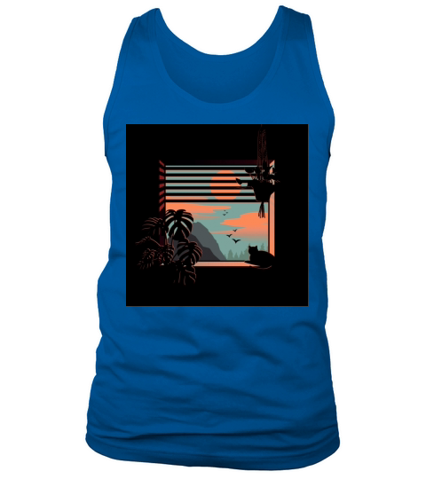 A cat looks at the sunset Tank Top Unisex