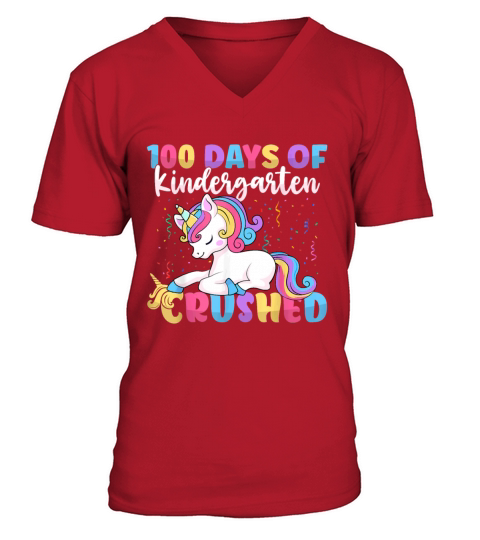 100 Days of Kindergarten Crushed Boys Cute Unicorn V-Neck T-shirt