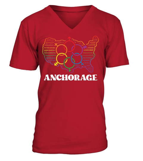 Anchorage Pride Flag Pride Month LGBTQ Flag LGBT C V-Neck T-shirt