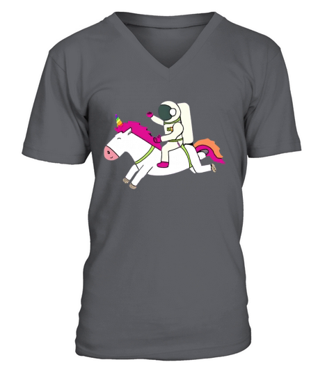 Astronaut riding a unicorn V-Neck T-shirt