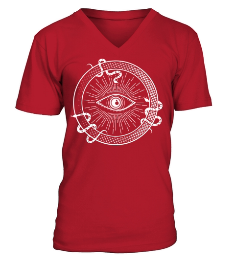 Black and White T-shirt Design With All Seeing Eye V-Neck T-shirt