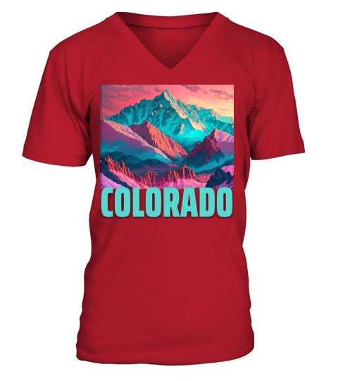Colorado Rocky Mountain Vintage Retro Sunset V-Neck T-shirt