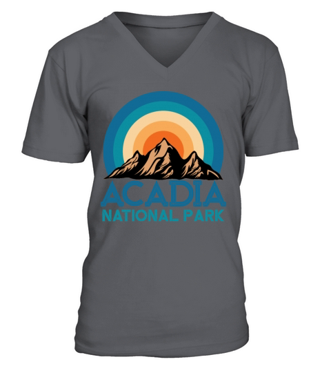 Cool Vintage Retro Acadia National Park Mountain V-Neck T-shirt