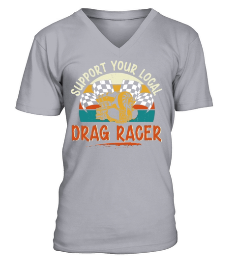 Drag Racing Race Car Retro Vintage V-Neck T-shirt
