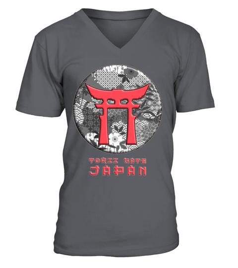 Japan Asian Culture Red Torii Gate Shinto Floral V-Neck T-shirt