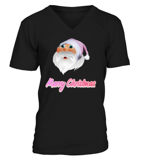 Merry Christmas Retro vintage pink santa claus V-Neck T-shirt