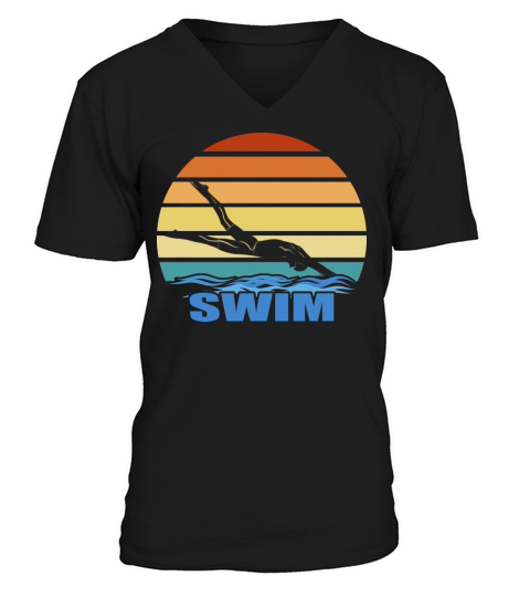 Retro Vintage Swimming Gift For Swimmers T Shirt 2 V-Neck T-shirt