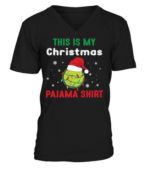 Tennis Ball Christrmas Pajama Santa V-Neck T-shirt