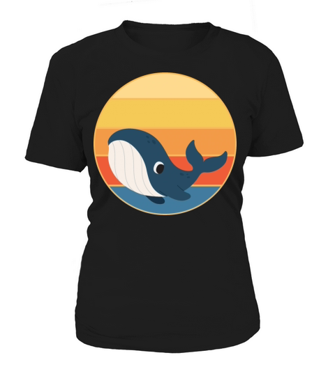 Cute Kawaii Whale Retro Sunset Vintage Ocean Women's T-Shirt